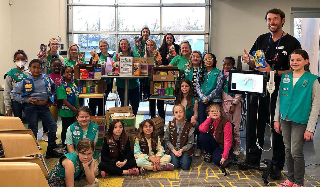 Images of Dr. Tripp Leitner with Girl Scouts in Rock Hill, SC